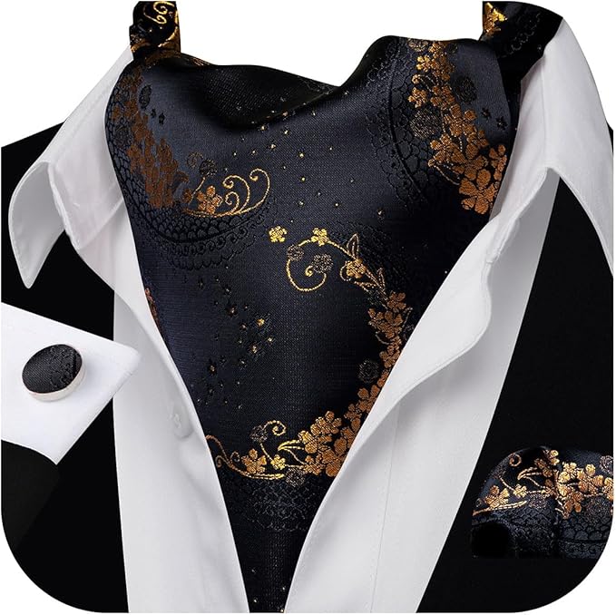 HISDERN Classic Paisley Floral Self-Tie Ascot Set