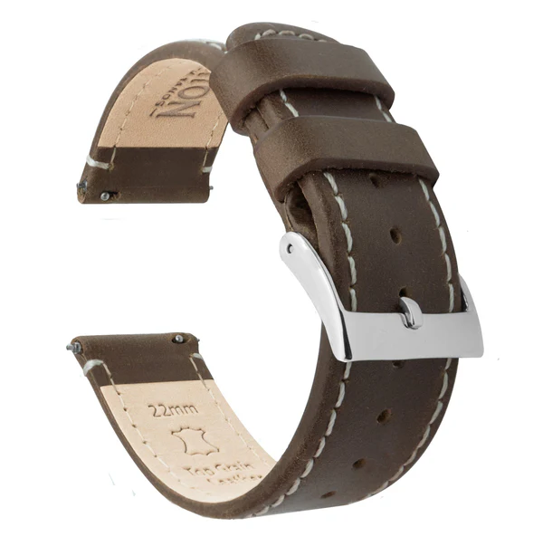 Barton Weathered Brown Leather Quick Release Watch Band