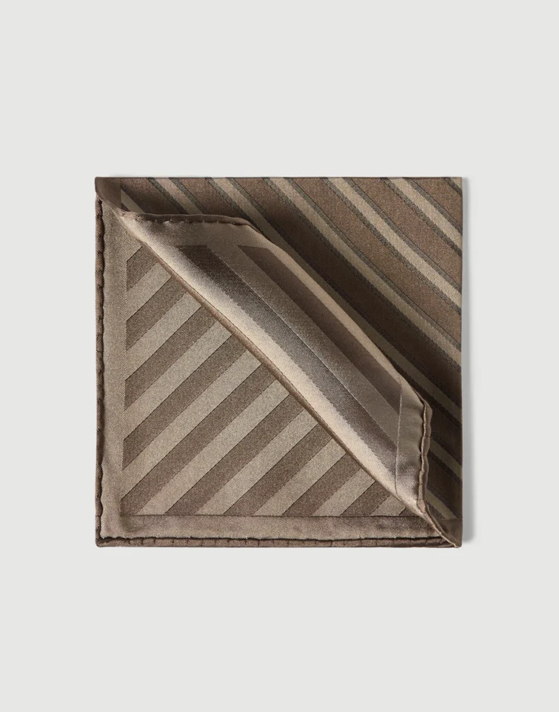 Brunello Cucinelli Regimental Stripe Silk Pocket Square — Best for Soft Luxury