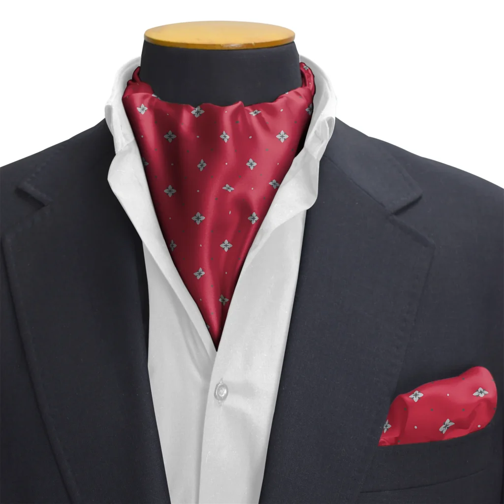 Budd Diamond Motif Twill Silk Cravat in Red