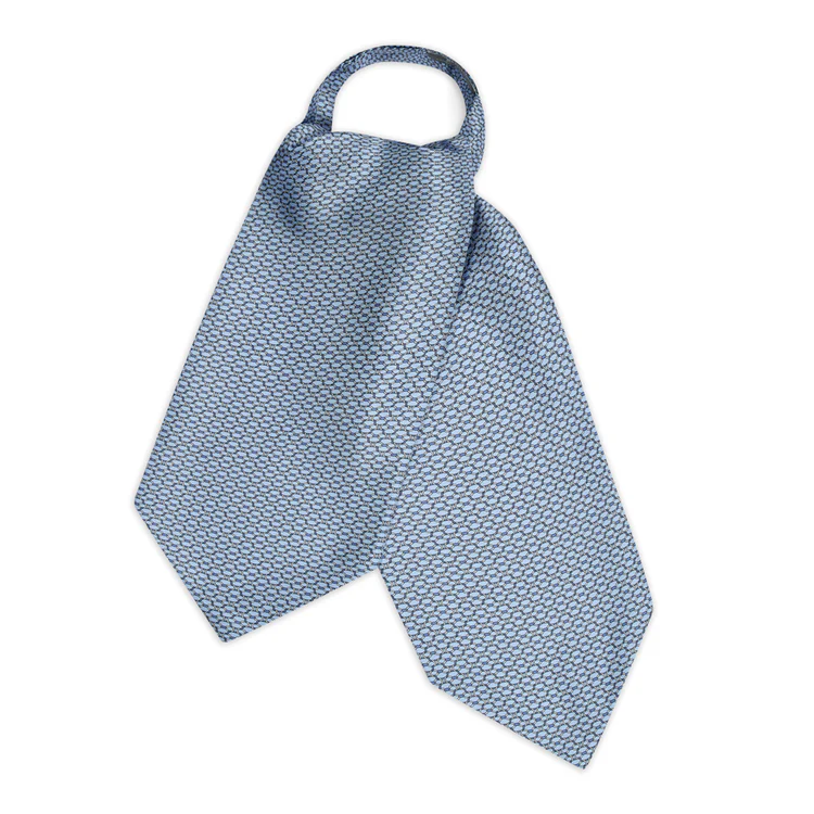 Budd Looping Foulard Silk Cravat in Sky Blue