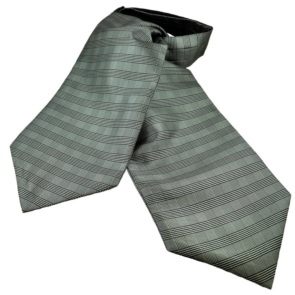 Budd Prince of Wales Check Silk Cravat in Sky