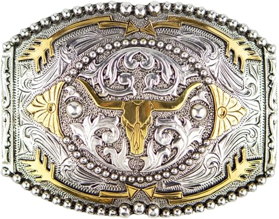 Cody James Scrolled Longhorn with Gold Ring Belt Buckle