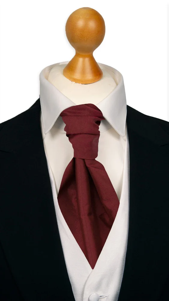DQT Burgundy Solid Check Pre-Tied Wedding Cravat