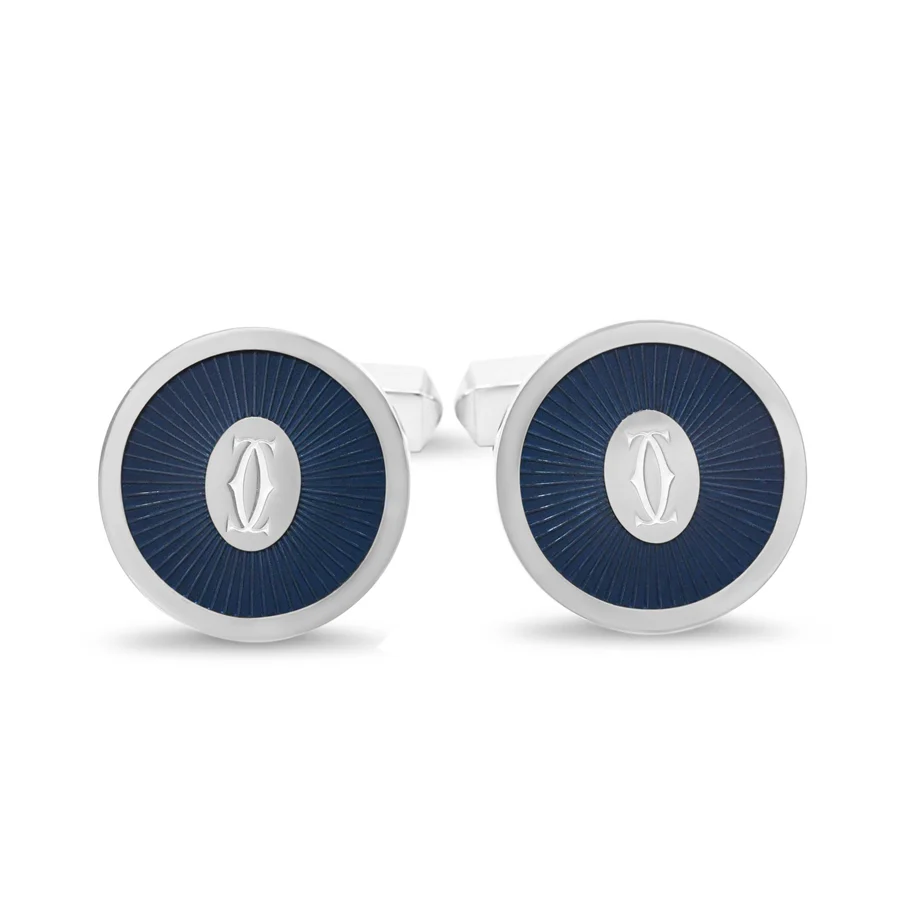 Double C de Cartier Blue Lacquer Cufflinks — Best Refined Color
