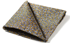Drake's Teal Fish Print Silk Pocket Square — Best Silk Pocket Squares for Men Overall