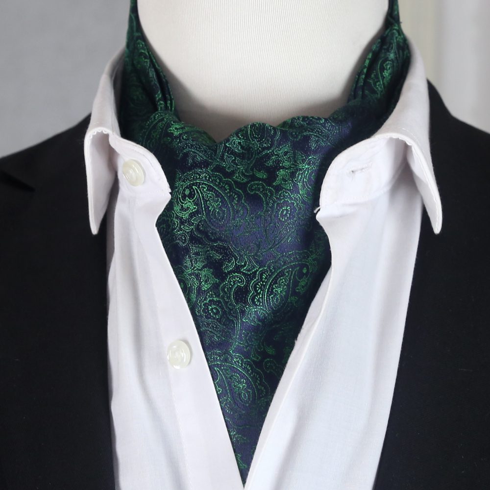 Elizabetta Condotti Green and Navy Silk Ascot