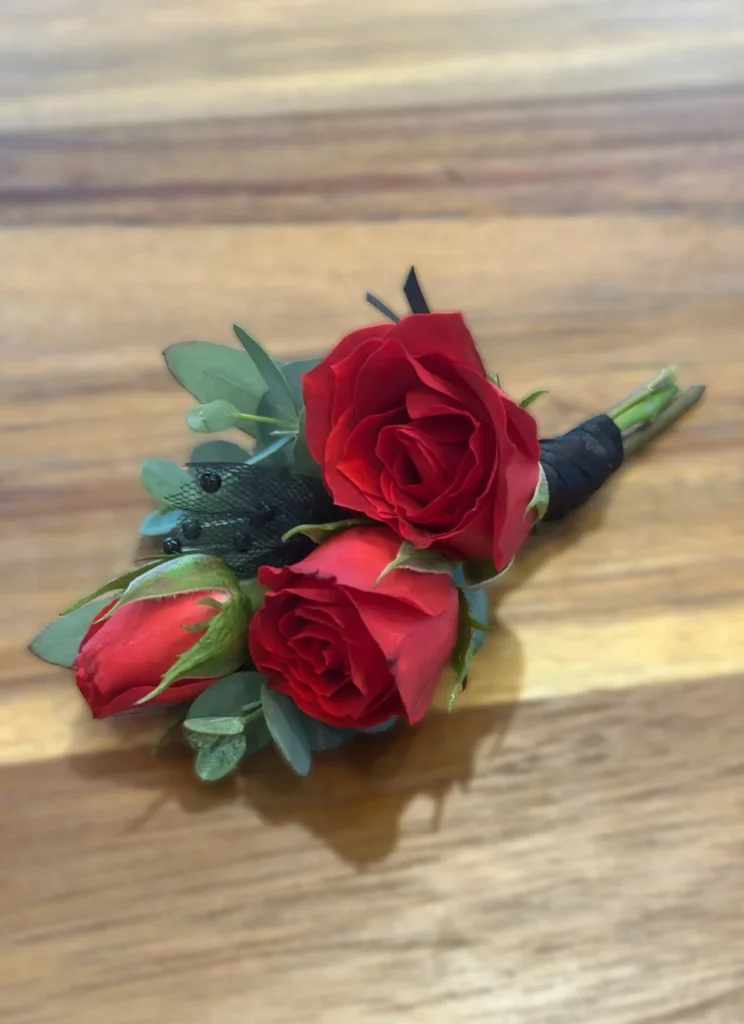 Fort Belvedere Red Spray Rose Silk Boutonnière