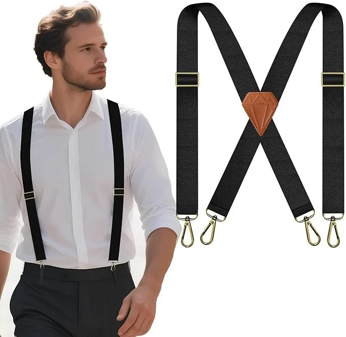 HOLD'EM Men's X-Back Adjustable Straight Clip Suspenders