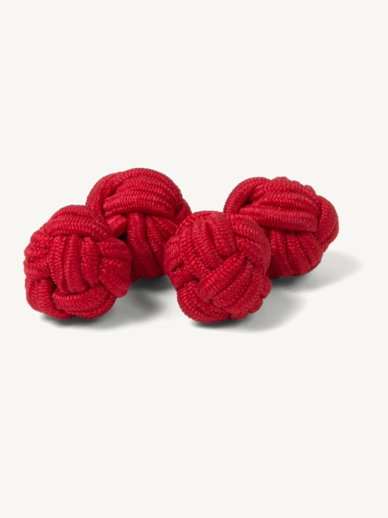 Hemingway Tailors Navy and Red Silk Knot & Barrel Cufflinks