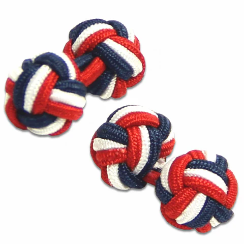 Hemingway Tailors Navy and White Silk Knot Cufflinks