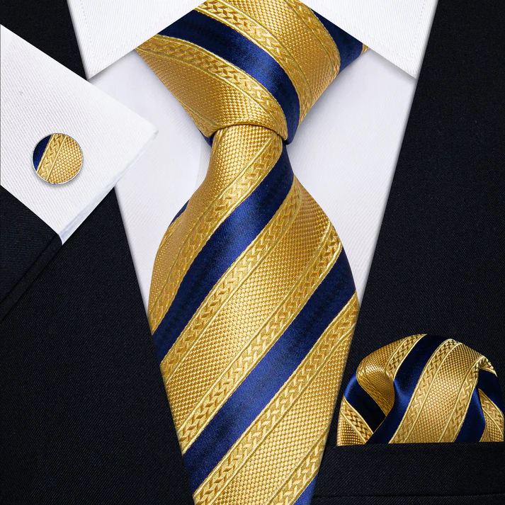Hemingway Tailors Navy and Yellow Silk Knot Cufflinks