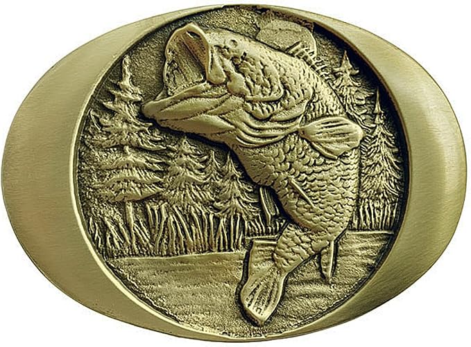 Indiana Metal Craft Large Mouth Bass Solid Brass Buckle