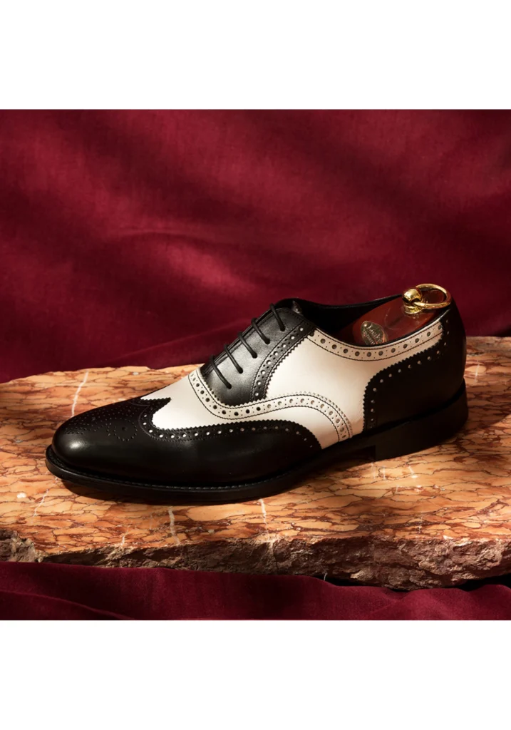 Loake Sloane Black and White Full Brogue