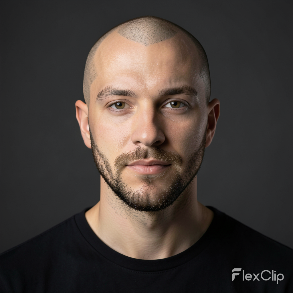 Clean Shaved Head With Natural Hairline