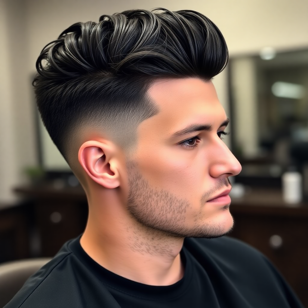 Loose Pompadour With a Low Taper
