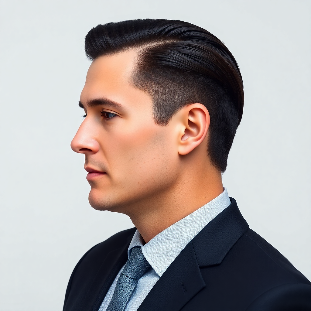 Slicked-Back Medium-Long Hair