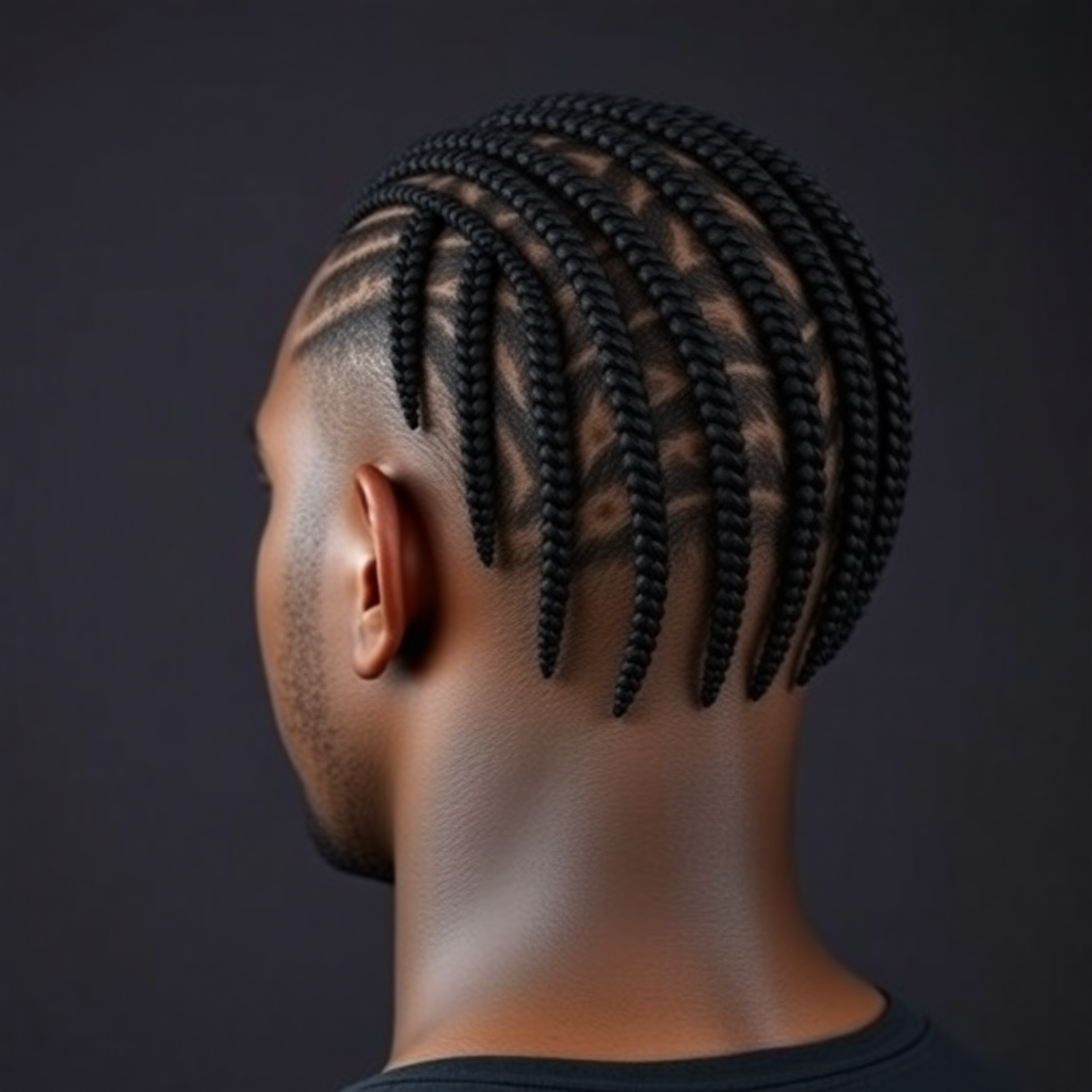 Straight-Back Cornrows With Medium-Length Braids