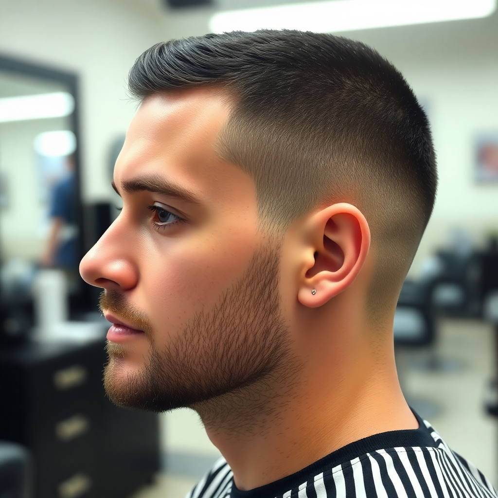 Short Buzz Cut With Temple Taper
