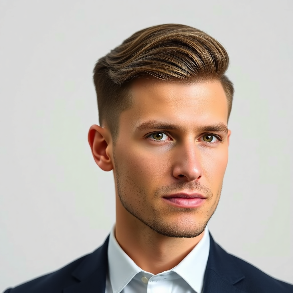 Side-Parted Crew Cut With Scissor Taper