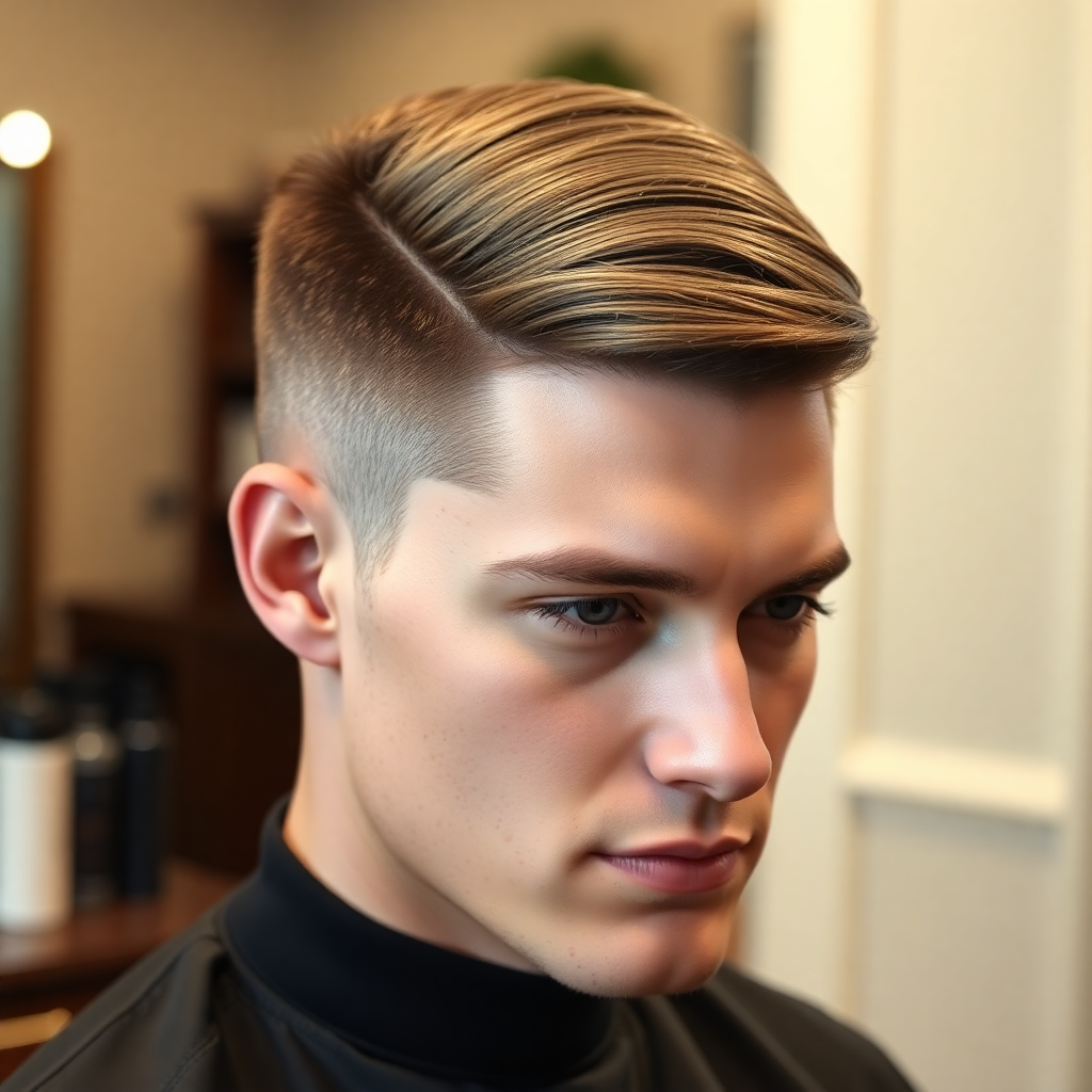 Low Fade With an Ivy League Side Sweep