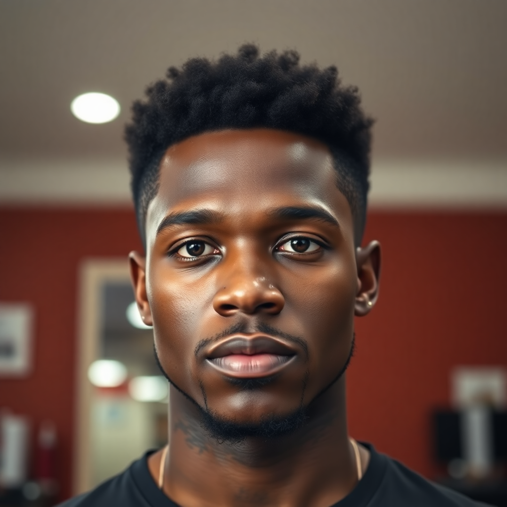 Short Natural Afro With Low Taper