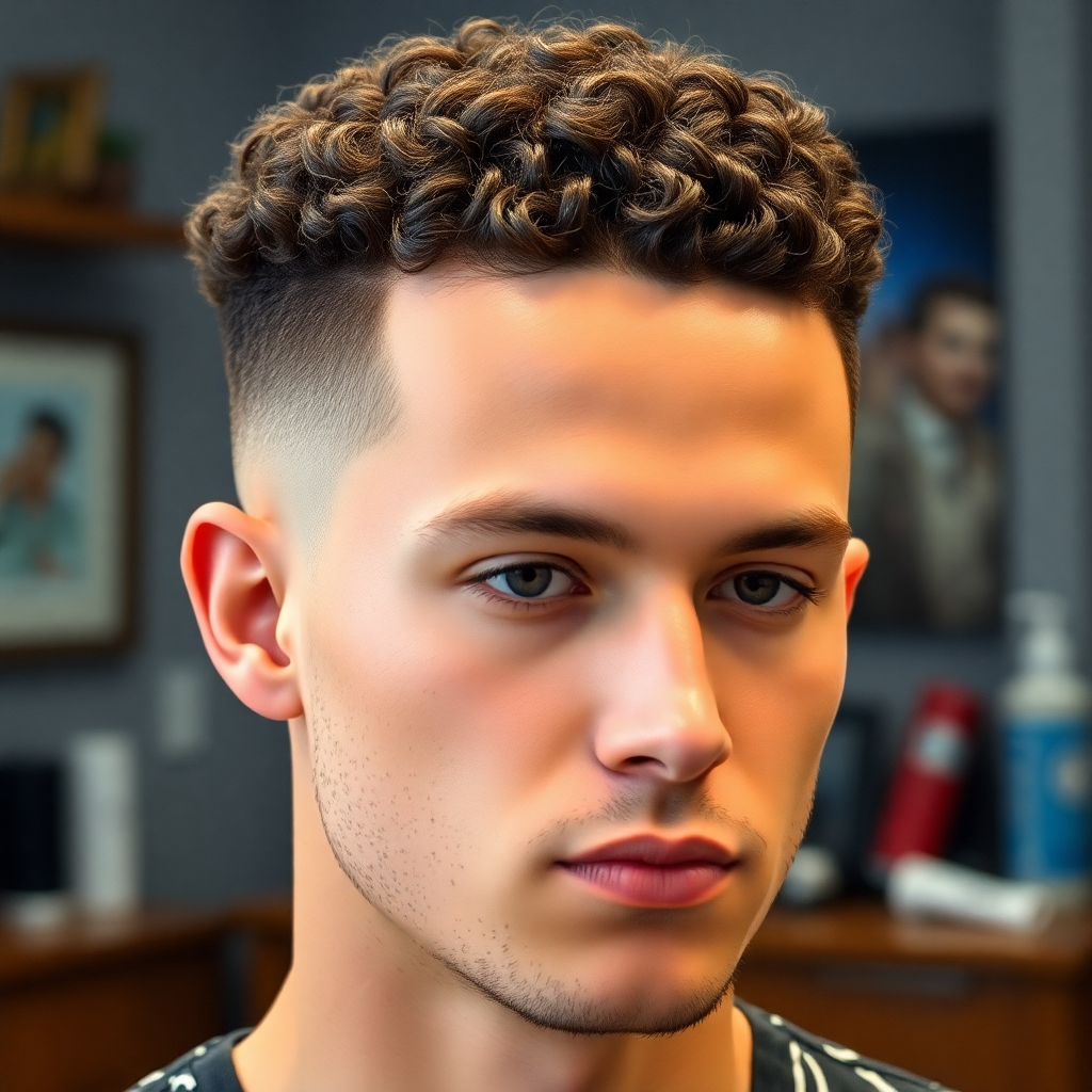 Low Fade With Defined Curly Top
