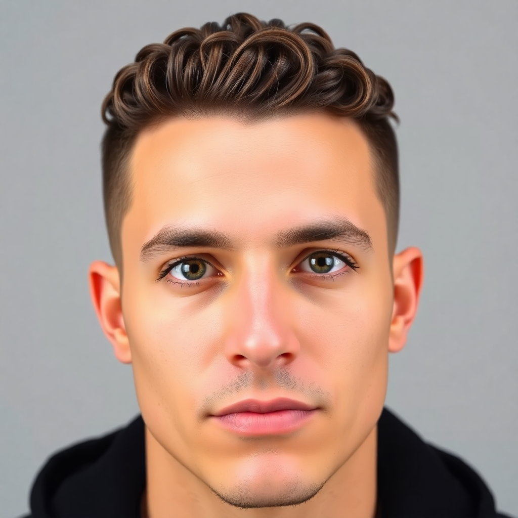 Low Fade With a Curly Forward Fringe