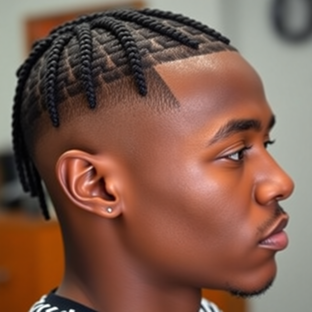 Low Fade With Straight-Back Cornrows
