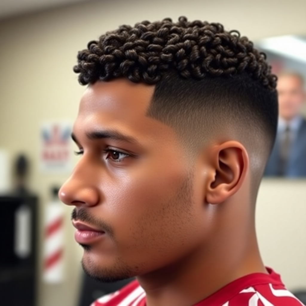 Curly Crew Cut With Low Taper