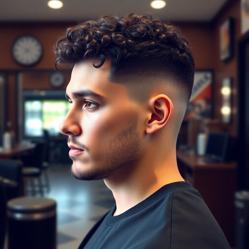 Textured Curly Crop With Low Fade