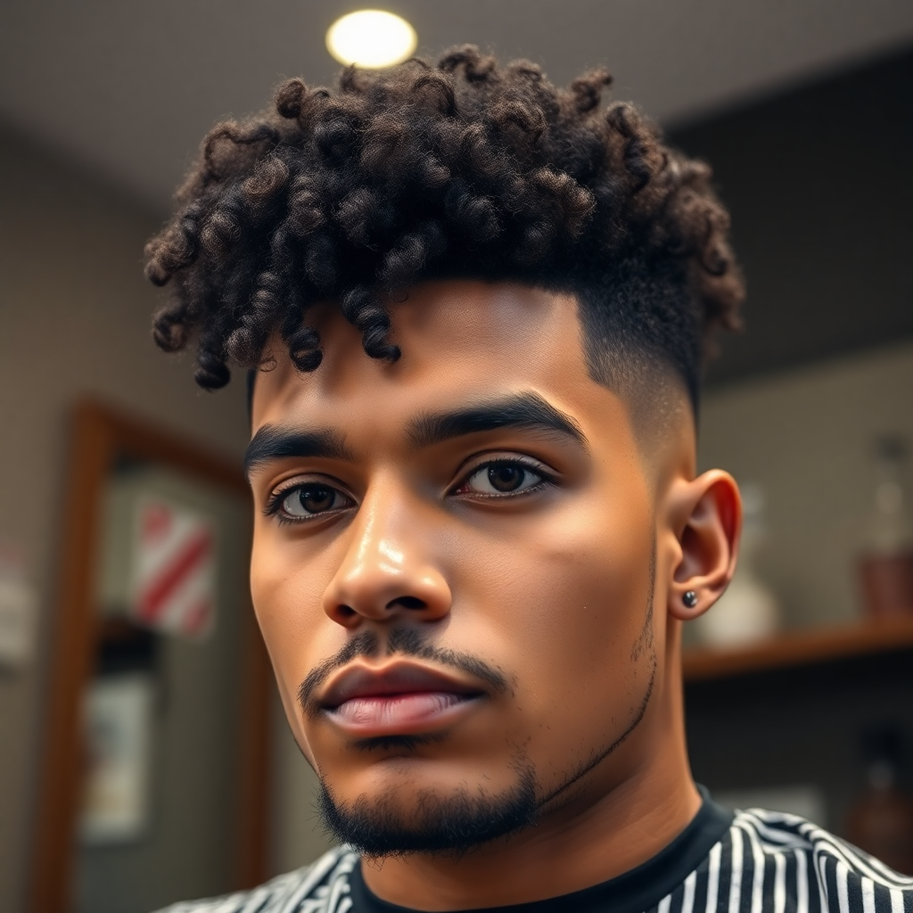 High Curly Top With Skin Fade