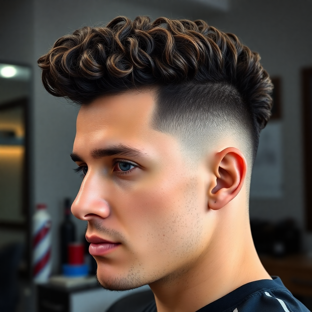 Curly Faux Hawk With Burst Fade