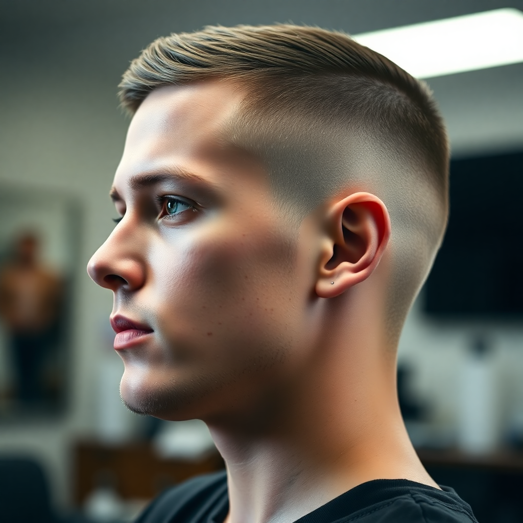 Buzz Cut With Shaved Surgical Line