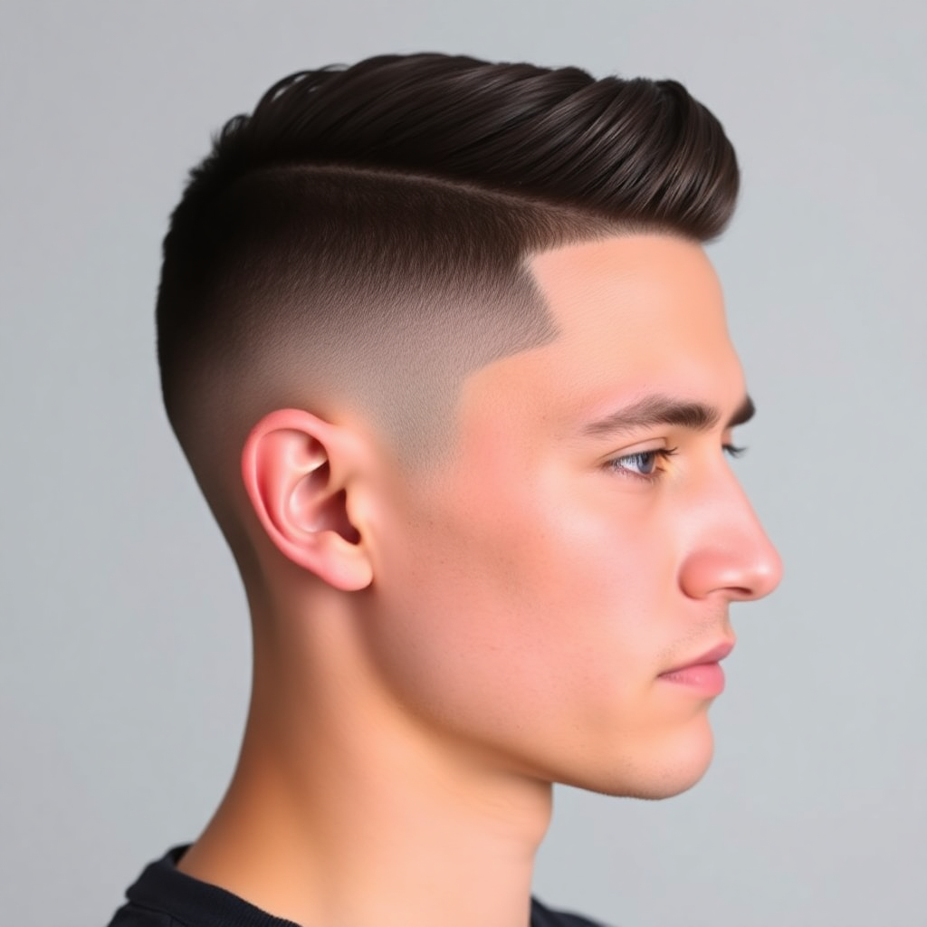 Buzz Cut With Shaved Hard Part
