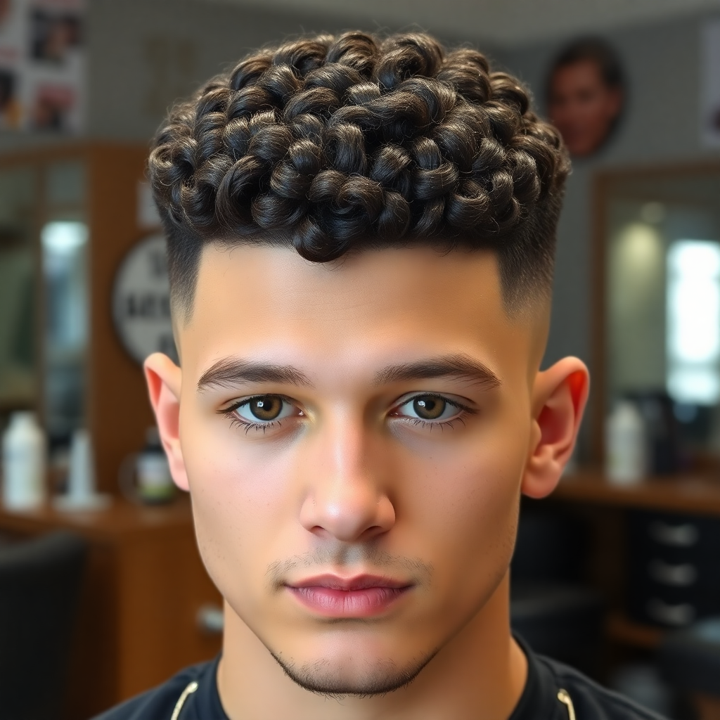 Curly Buzz Cut With Low Fade