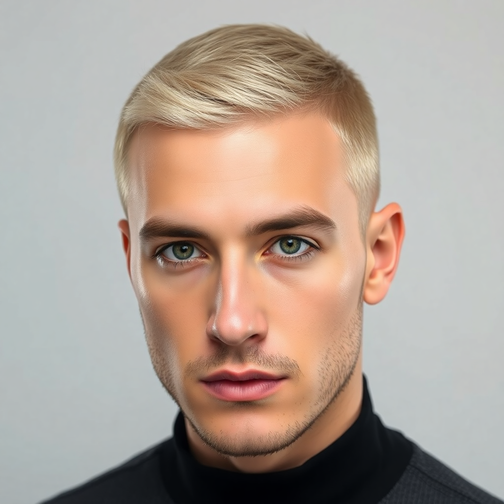  Bleached Buzz Cut With Dark Root Shadow
