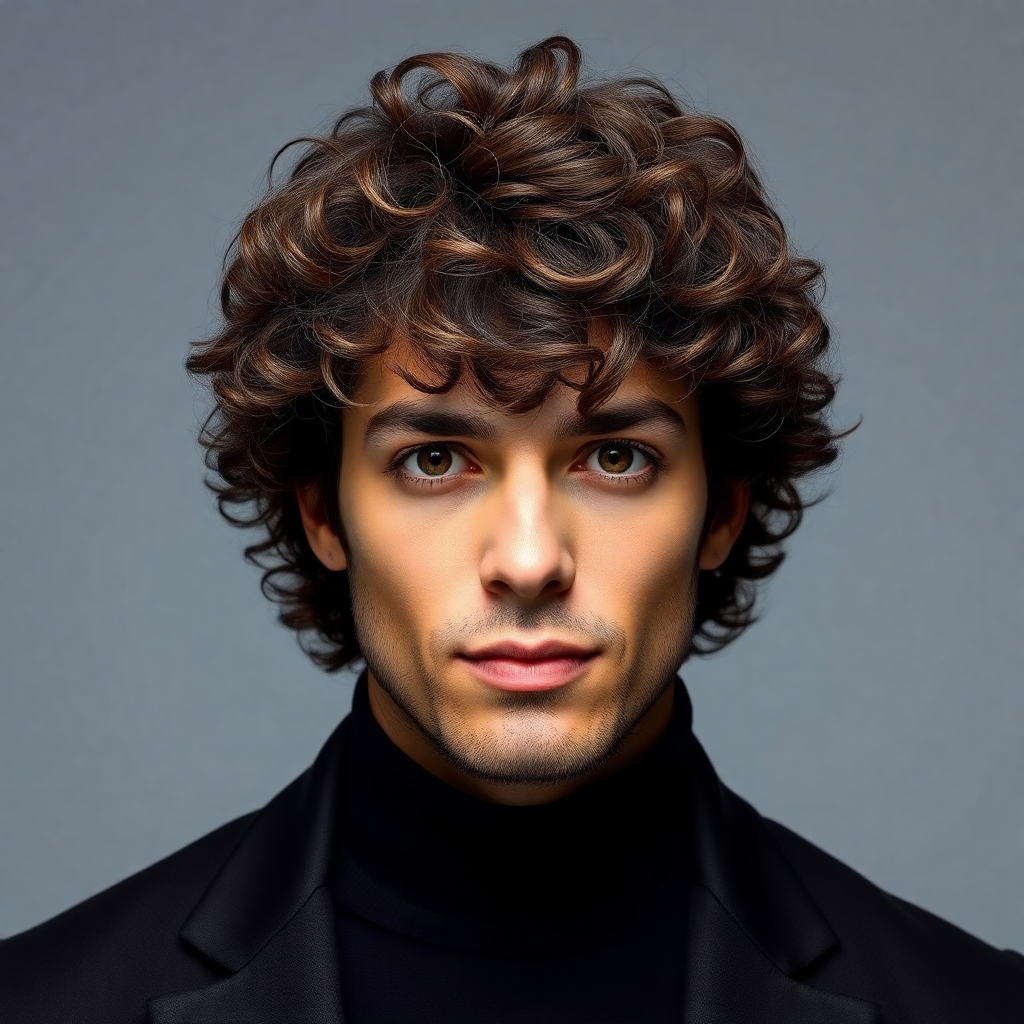 Long Curly Wolf Cut With Full Fringe