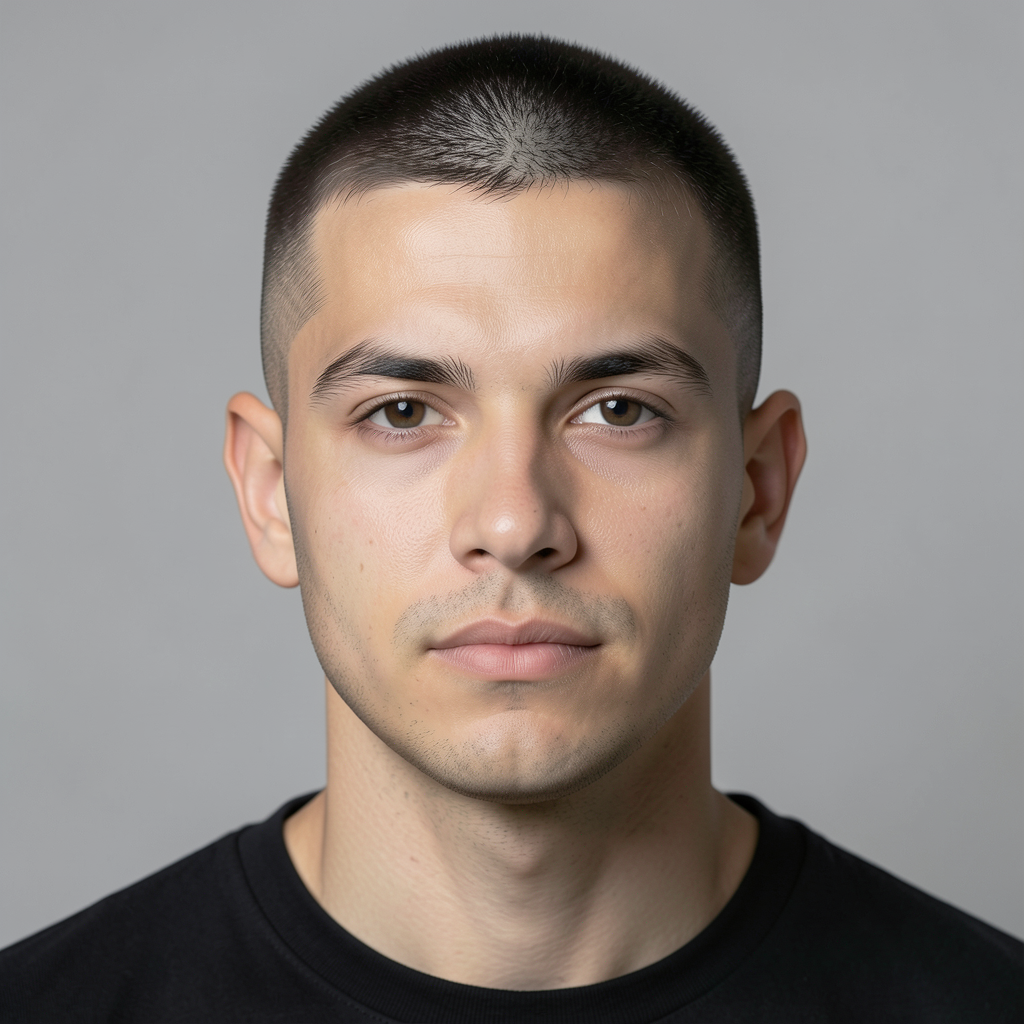 Induction Buzz Cut With a Sharp Natural Hairline
