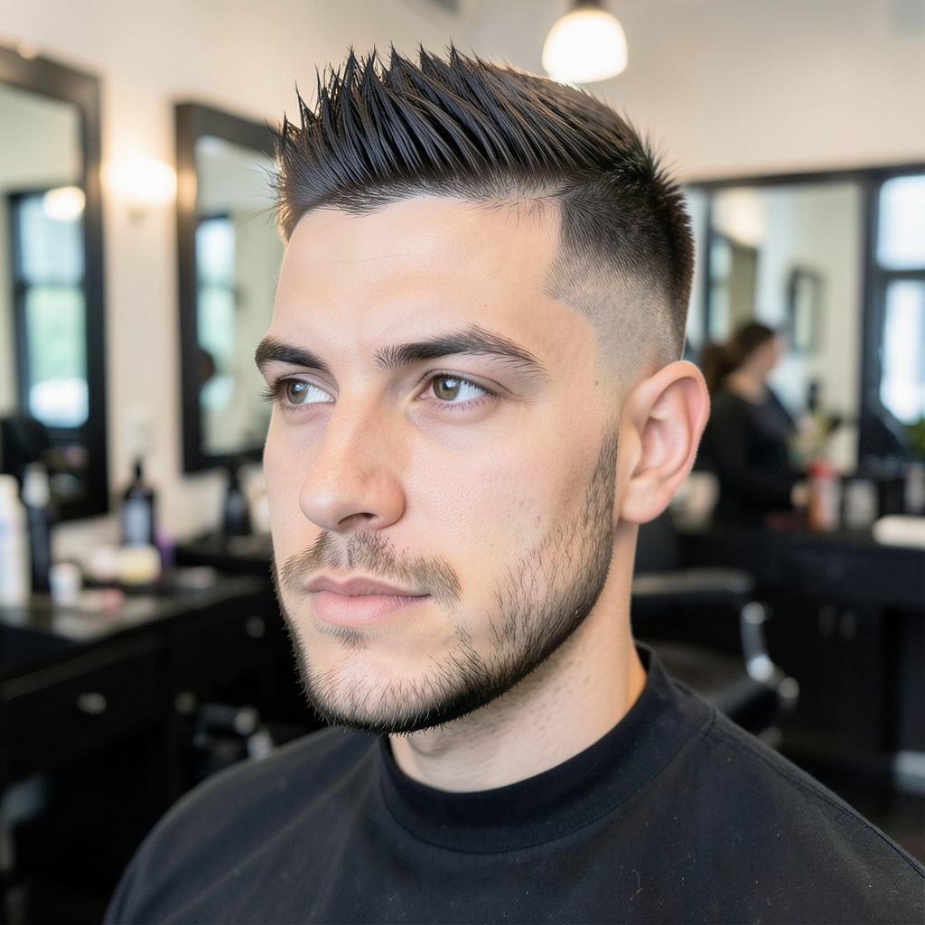 Spiky Textured Top With a Temple Fade
