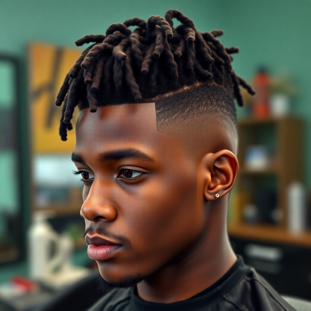 High-Top Short Locs With a Skin Fade