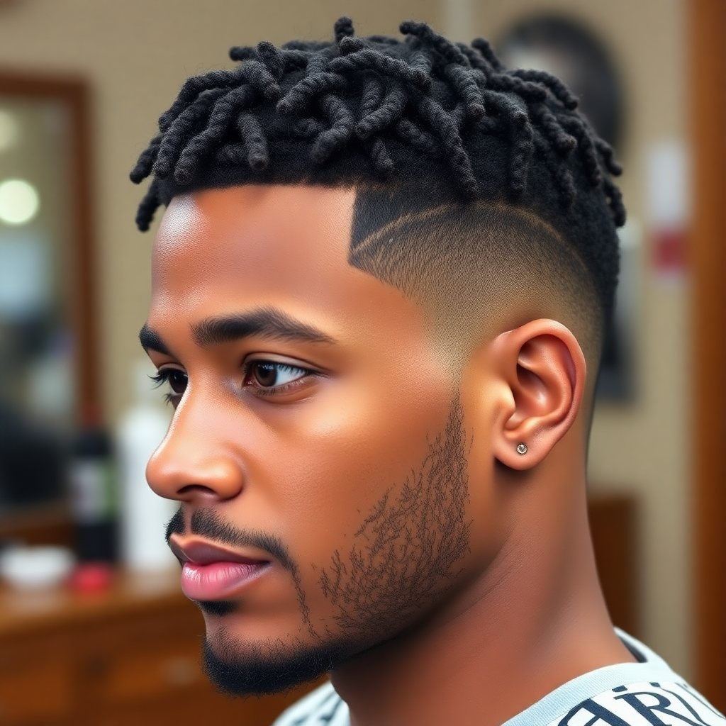Short Locs With a Rounded Burst Fade