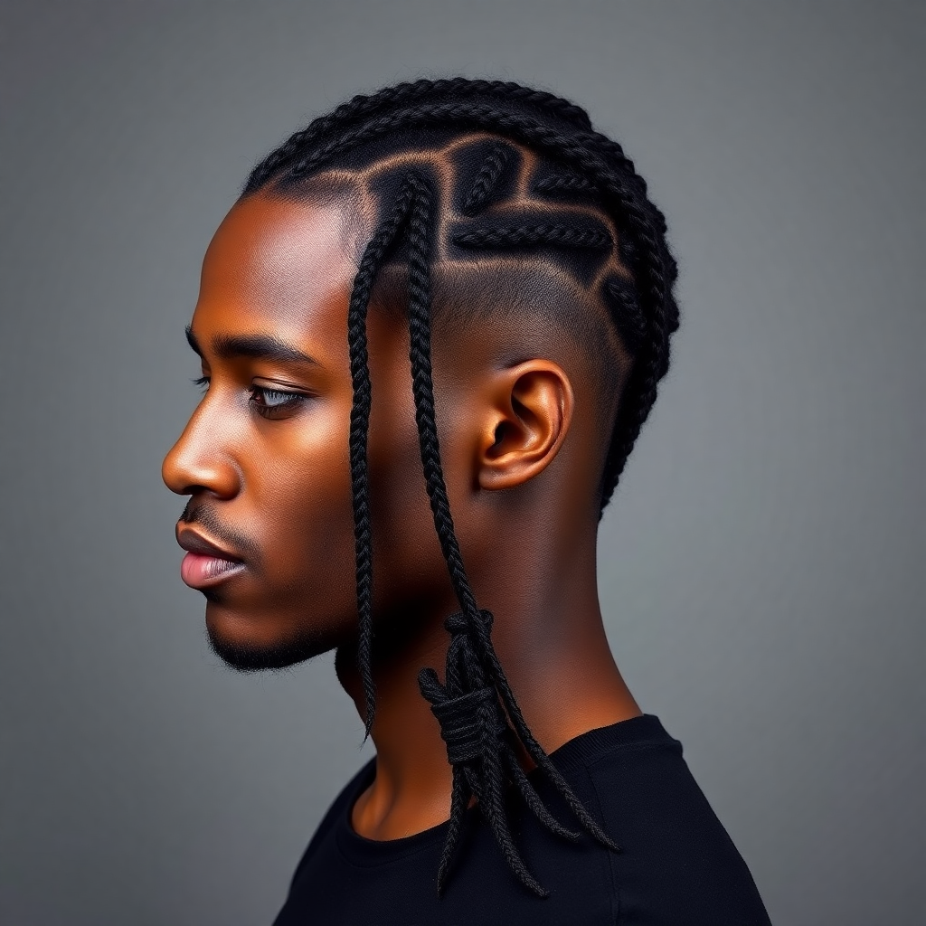 Braided Loc Rows Into a Low Ponytail