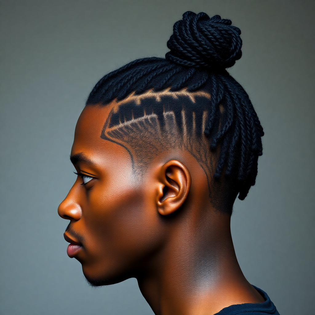 Loc Top Knot With a Disconnected Undercut