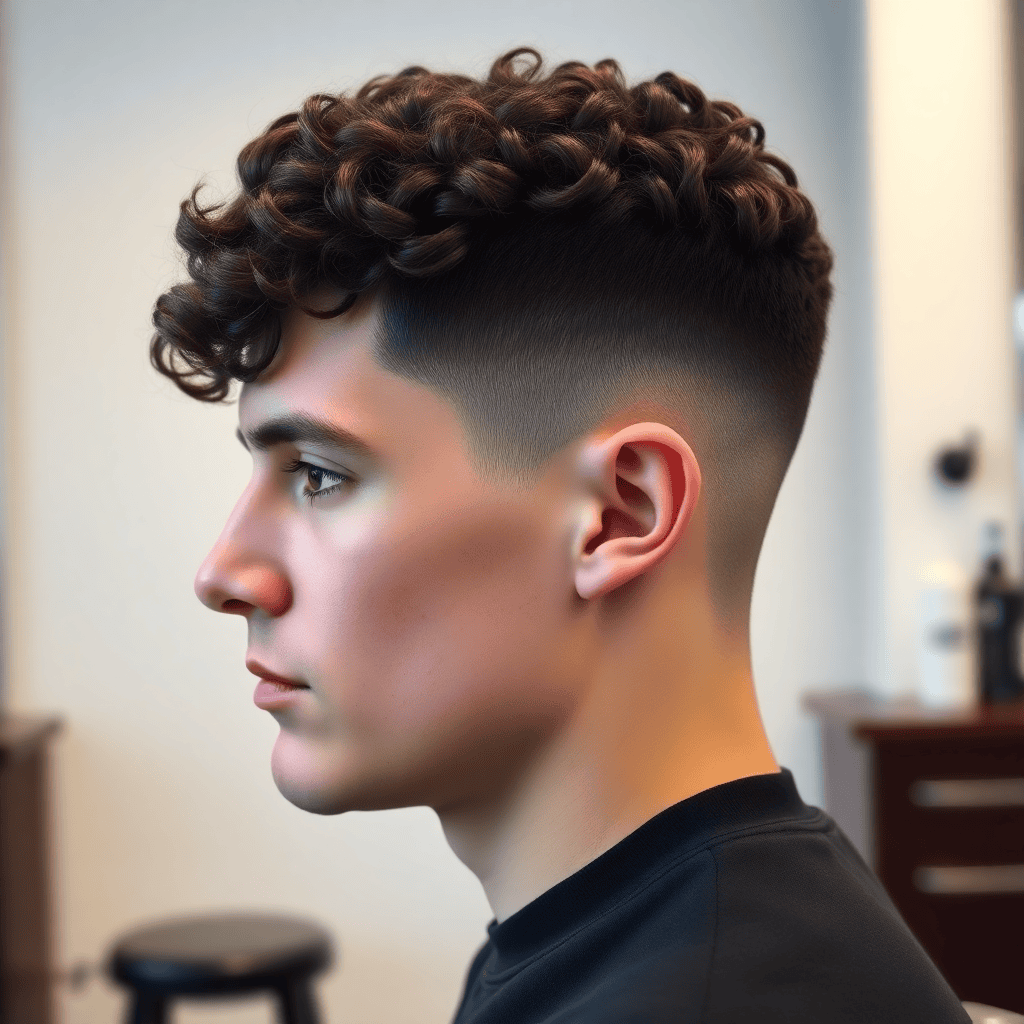 Curly French Crop With Low Drop Fade