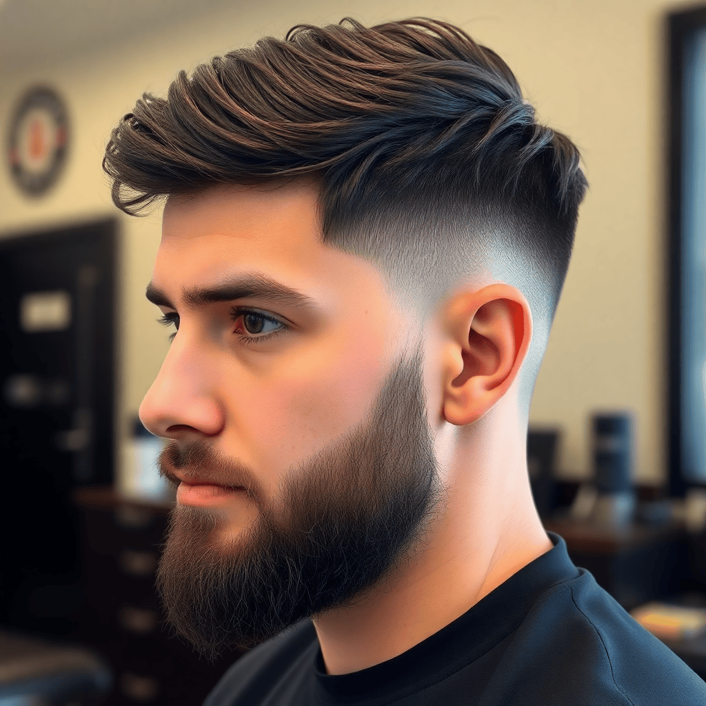 French Crop With Connected Beard Fade