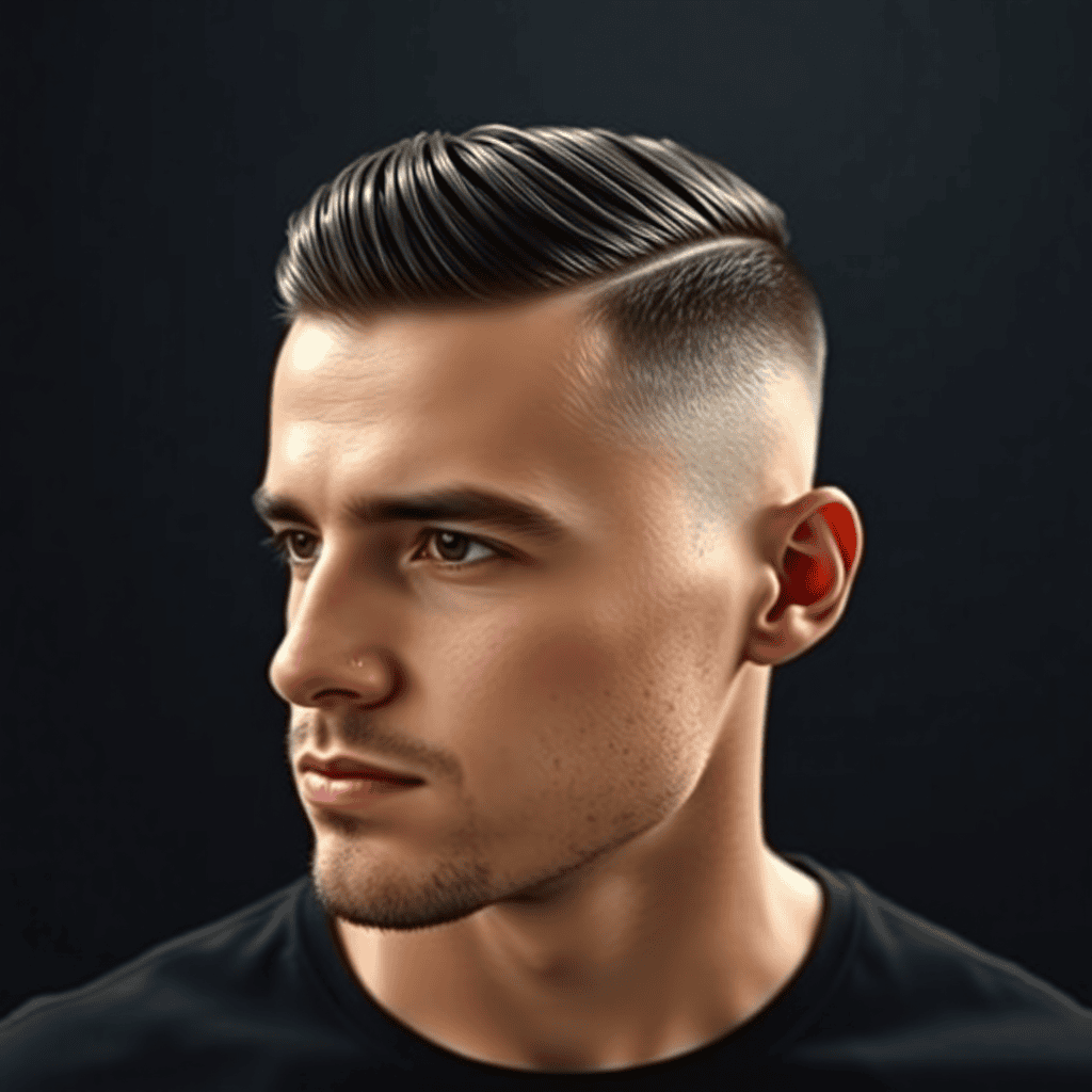 High Fade Slick Back With Strong Contrast