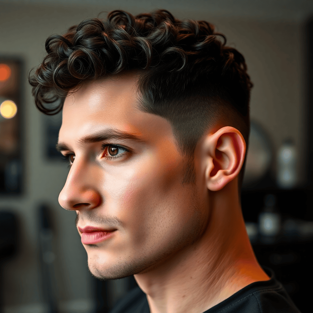 Curly Slick Back With Tapered Sides