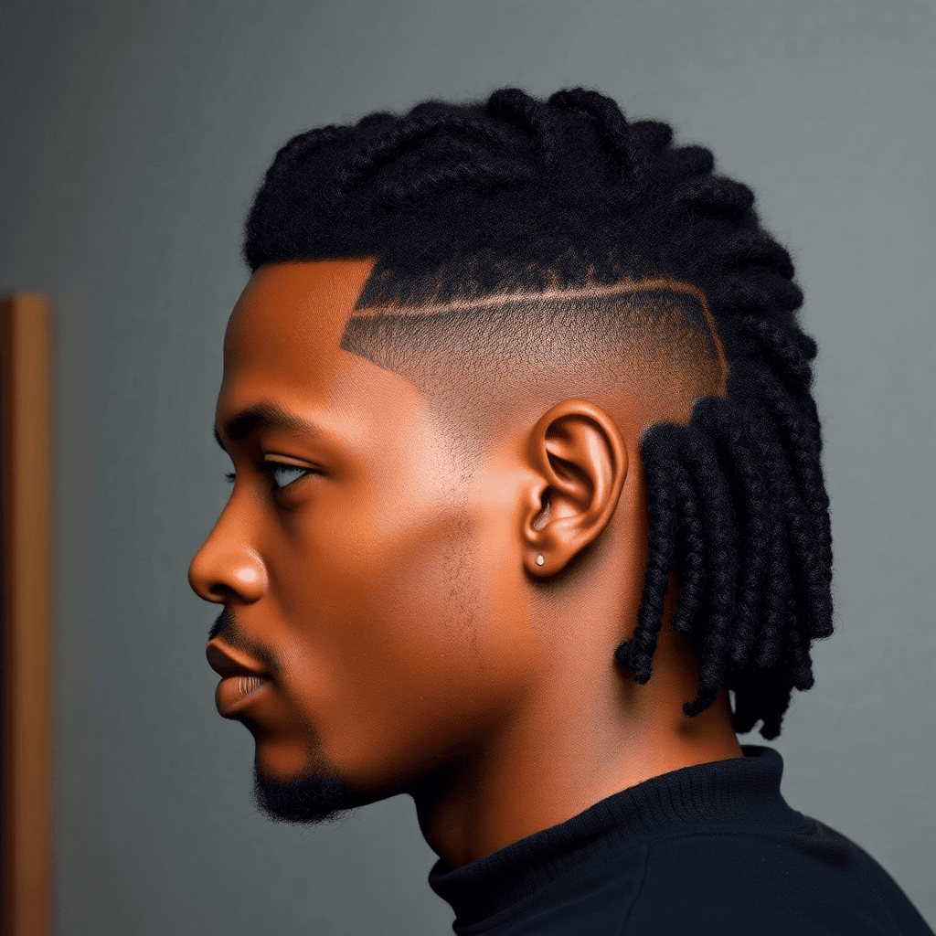 Coily Burst-Fade Short Mullet