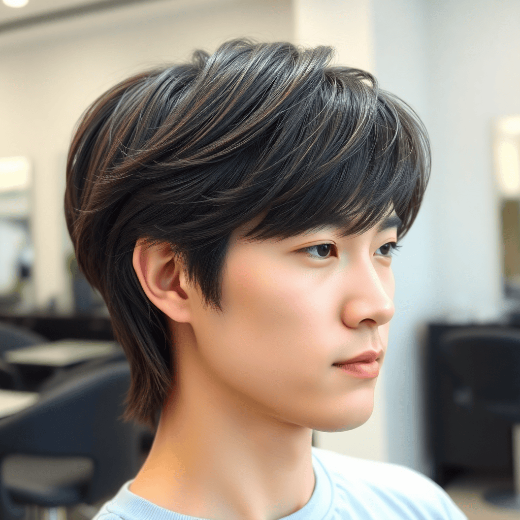 Korean Wolf Cut With Feathered Crown Layers